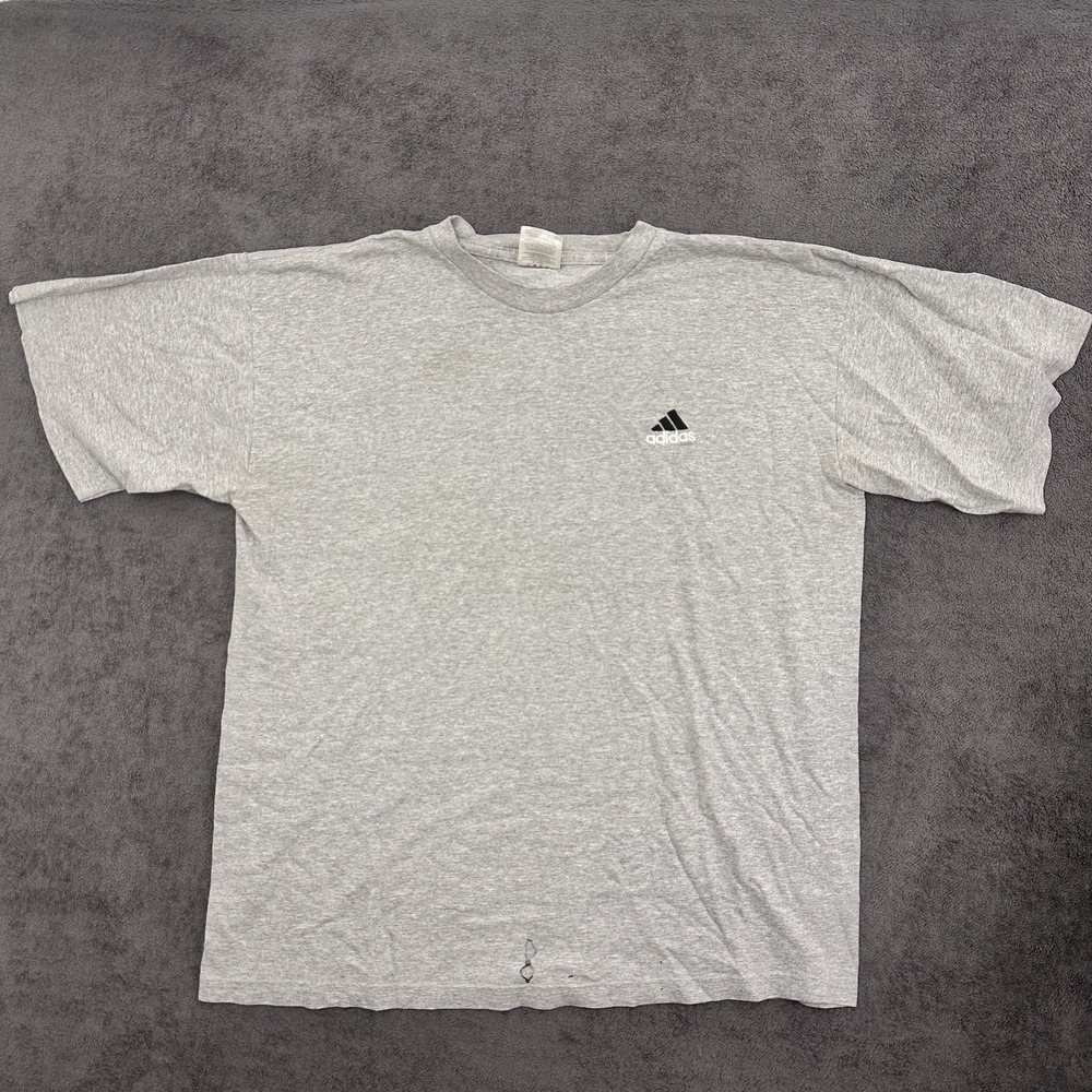 vintage 90s Adidas classic logo  t-shirt size large gray tee distressed